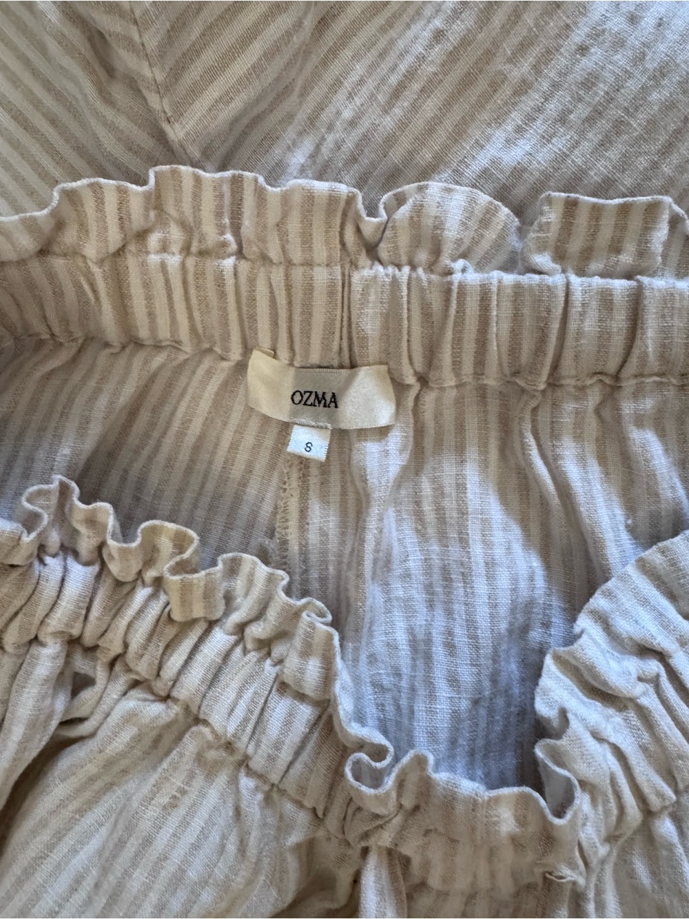 Ozma of California Linen striped wide leg cropped pant - small - Picture 3 of 4